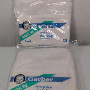 Vintage Gerber Cloth Diapers Fitted Pinless Elastic Leg 6 Count One Size Cotton